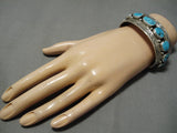 Rare Al Boyd Vintage Native American Navajo Blue Turquoise Sterling Silver Bracelet Cuff-Nativo Arts