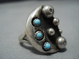 Unique!! Vintage Navajo Turquoise Sterling Silver Native American Ring Old-Nativo Arts