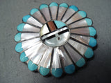 Marvelous Vintage Native American Zuni Turquoise Sterling Silver Pin/ Pendant Old-Nativo Arts
