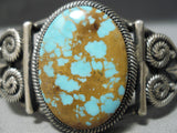 Museum High Grade Vintage Native American Navajo #8 Turquoise Sterling Silver Coil Bracelet-Nativo Arts