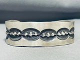 The Deepest Stamp Vintage Native American Navajo Heavy Sterling Silver Bracelet-Nativo Arts