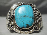 Huge Vintage Native American Navajo Blue Diamond Turquoise Sterling Silver Bracelet Old-Nativo Arts