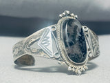 Very Rare Black Petrified Wood Sterling Silver Vintage Native American Navajo Bracelet-Nativo Arts