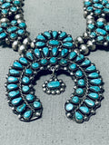 Spectacular Vintage Native American Zuni Turquoise Sterling Silver Squash Blossom Necklace-Nativo Arts