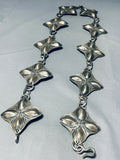 Heavy 356 Gram Vintage Native American Navajo Hand Hammered Sterling Silver Star Concho Belt-Nativo Arts