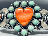 Native American Important Dave Reeves (d) Best Heart Turquoise Sterling Silver Bracelet-Nativo Arts