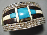 One Of The Biggest Best Vintage Native American Navajo Turquoise Heishi Sterling Silver Bracelet-Nativo Arts