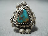 Striking Vintage Native American Navajo Royston Turquoise Sterling Silver Ring Old-Nativo Arts