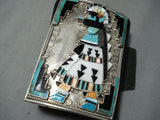 One Of The Best Ever Vintage Native American Zuni Turquoise Inlay Sterling Silver Ketoh Bracelet-Nativo Arts