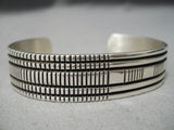 Important Micro Chisel Vintage Native American Navajo Sterling Silver Bracelet Cuff-Nativo Arts