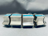 Native American Heavy Expert Workmanship Vintage Southwest Turquoise Sterling Silver Bracelet-Nativo Arts
