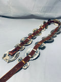 One Of The Best Vintage Native American Navajo Hand Tooled Sterling Silver Turquoise Concho Belt-Nativo Arts