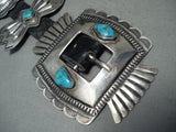 Huge 541 Gram Vintage Native American Navajo Turquoise Sterling Silver Concho Belt Old-Nativo Arts