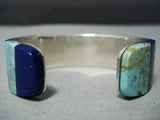 Full Wrap Around Vintage Zuni Native American Navajo Turquoise Sterling Silver Inlay Bracelet-Nativo Arts