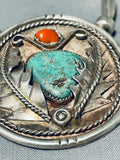 Rare Torpedo Bead Vintage Native American Navajo Crow Springs Turquoise Sterling Silver Necklace-Nativo Arts