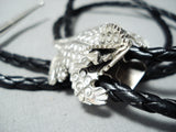 Picturesque Navajo Sterling Silver Toad Bolo Tie Native American-Nativo Arts
