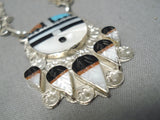 Important Native American Zuni Eldred Martinez Turquoise Coral Sterling Silver Necklace Earrings-Nativo Arts