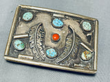 Marvelous Vintage Native American Navajo Royston Turquoise Sterling Silver Buckle-Nativo Arts