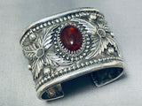 Very Rare Vintage Native American Navajo Red Carnelian Sterling Silver Leaf Bracelet-Nativo Arts