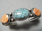 Important Dave Reeves Vintage Native American Navajo Turquoise Sterling Silver Coil Bracelet-Nativo Arts