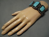 Marvelous Vintage Native American Navajo Green Turquoise Sterling Silver Bracelet-Nativo Arts
