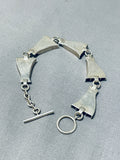Fascinating Native American Navajo Signed Sterling Silver Linked Fans Bracelet-Nativo Arts