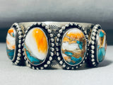 Native American One Of The Most Unique Colorful Stone Turquoise Sterling Silver Bracelet-Nativo Arts