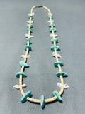 Traditional Vintage Native American Zuni Blue Gem Turquoise Sterling Silver Fetish Necklace-Nativo Arts