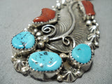 Excellent Vintage Native American Navajo Sleeping Beauty Turquoise Sterling Silver Necklace Old-Nativo Arts