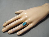 Fabulous Vintage Navajo 14k Gold Spiderweb Turquoise Native American Ring-Nativo Arts