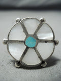 Beautiful Vintage Zuni Mother Of Pearl Sterling Silver Ring Native American Old-Nativo Arts