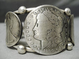 Magnificent San Felipe Sterling Silver Coins Bracelet Native American-Nativo Arts