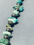 Native American Rare Vintage Hand Hammered Sterling Silver Bead Royston Turquoise Necklace-Nativo Arts