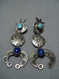 Fabulous Vintage Navajo Native American Sterling Silver Turquoise Earrings-Nativo Arts