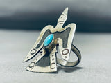 Taller Native American Navajo Bird Turquoise Sterling Silver Ring-Nativo Arts