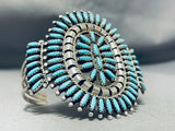 Amazing Vintage Native American Navajo Turquoise Cluster Needlepoint Sterling Silver Bracelet-Nativo Arts