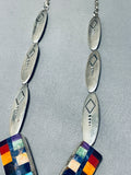 Native American Important Al Platero Thick Silver Sterling Inlay Turquoise Vintage Necklace-Nativo Arts