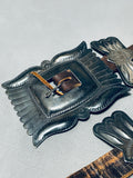 Early Authentic Vintage Native American Navajo Hand Tooled Sterling Silver Concho Belt-Nativo Arts