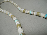 Native American Intricate!! Vintage Santo Domingo Turquoise Jade Sterling Silver Necklace-Nativo Arts
