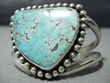 Vivid Rare Vintage Native American Navajo #8 Turquoise Sterling Silver Bracelet Old-Nativo Arts