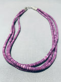 Native American Tubule Ends Sugilite Sterling Silver Heishi Necklace-Nativo Arts