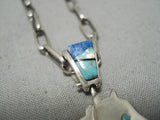 Important Vintage Zuni Native American Navajo Inlaid Turquoise Horse Sterling Silver Necklace-Nativo Arts