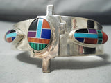 Incredible Vintage Native American Navajo Turquoise Inlay Sterling Silver Bracelet-Nativo Arts