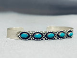 Marvelous Vintage Native American Laguna Blue Gem Turquoise Sterling Silver Bracelet Signed-Nativo Arts