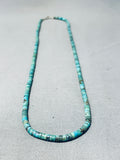 Native American Very Old Vintage Santo Domingo Kingman Turquoise Sterling Silver Necklace-Nativo Arts