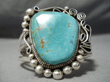 Important Raymond Nez Huge Native American Navajo #8 Turquoise Sterling Silver Bracelet Cuff-Nativo Arts
