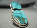 One Of The Biggest Heavu Native American Navajo Turquoise Sterling Silver Ring-Nativo Arts
