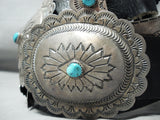 Signed Huge Vintage Native American Navajo Turquoise Sterling Silver Concho Belt Old-Nativo Arts