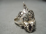 Amazing Hand Carved Navajo Horny Toad Sterling Silver Native American Ring-Nativo Arts