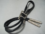 Heavy Detailed Vintage Native American Navajo Spiderweb Sterling Silver Bolo Tie-Nativo Arts